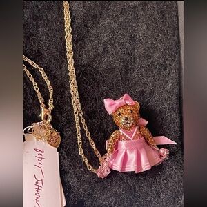 BETSEY JOHNSON Back to School Football Series Cheerleader Bear Necklace NEW NWT
